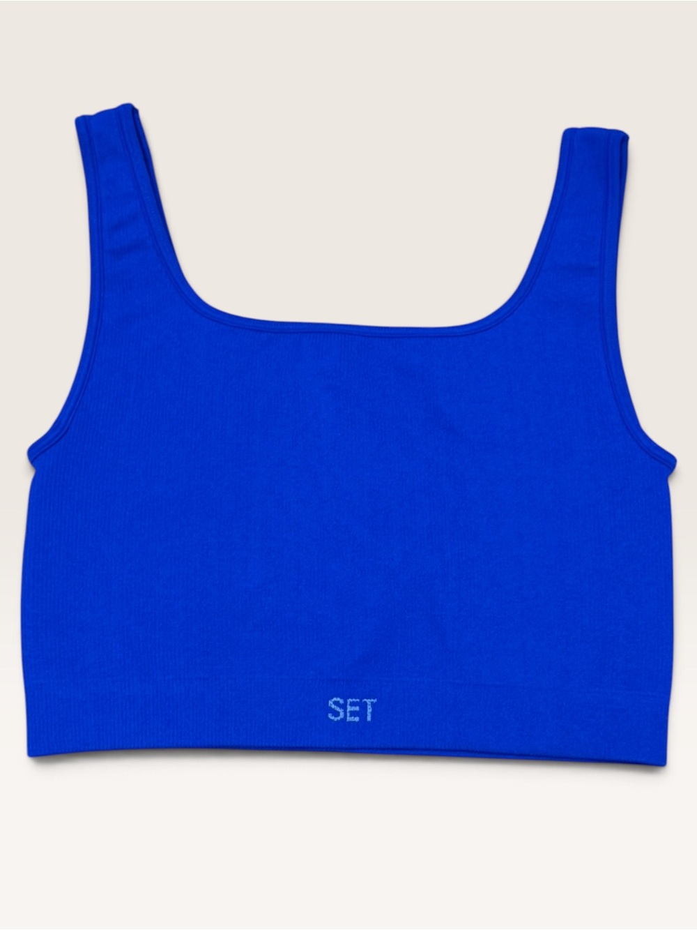 SET Active SculptFlex Box Cut Bra Royal Blue Ribbed Sports Bra Medium NWOT
